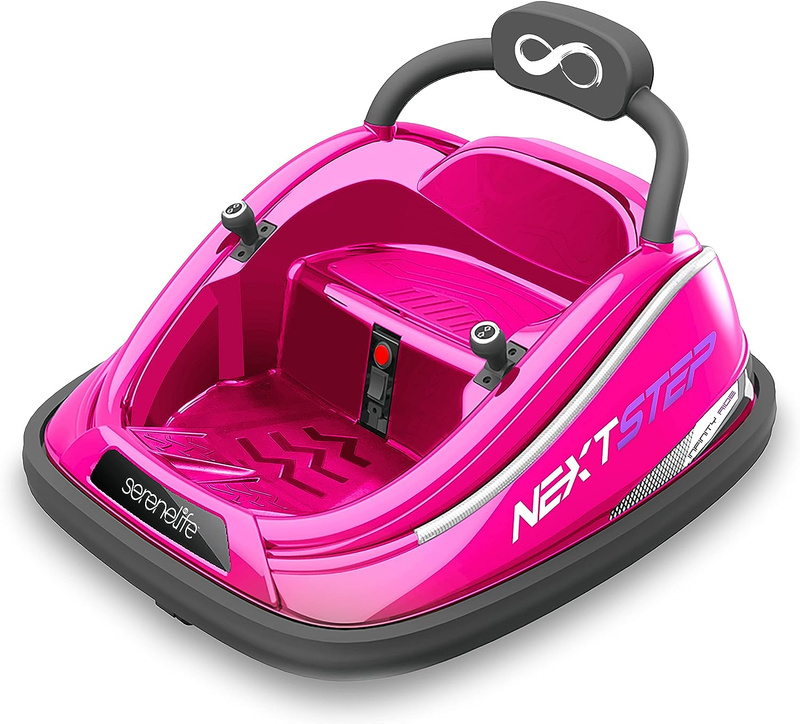 SereneLifeHome Electric Bumper Car for Kids 12V Rechargeable Battery Powered Ride On Vehicle for Toddlers w 2 Driving Modes 360 Degree Spin Dual