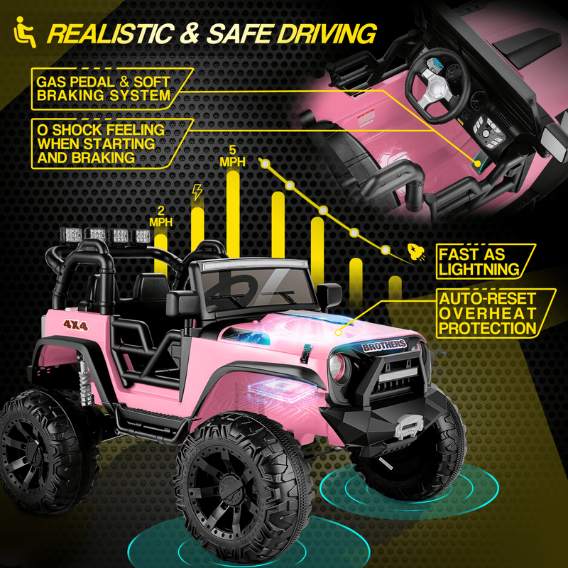 2 seater electric top ride on cars pink