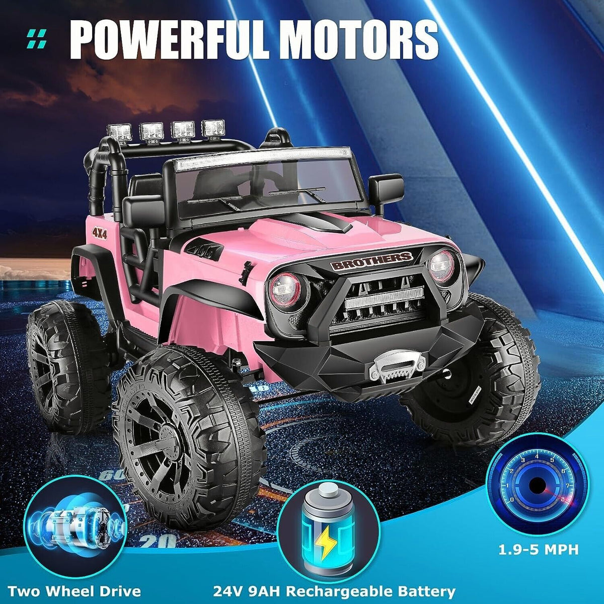 Electric 2-Seater Ride On Car for Kids with Remote Control Pink, 24V