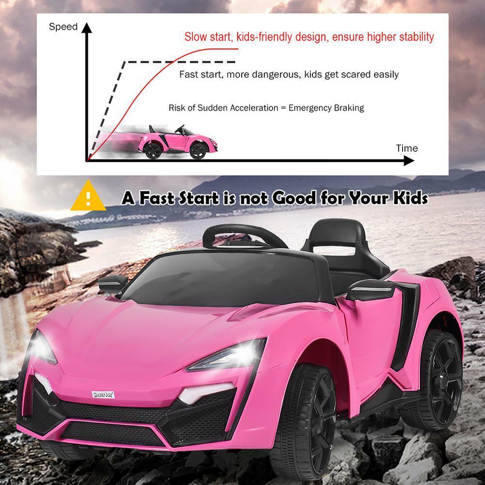 Remote Control Riding Cars For Kids 2.4G Remote Control Pink Ride On Car with Openable Lights for Kids - E