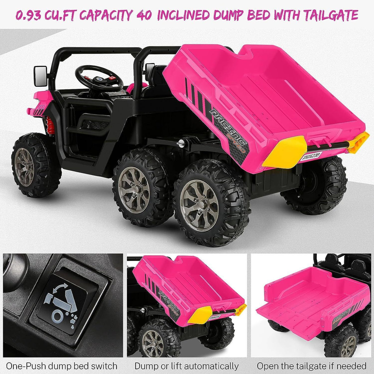 2 Seater 24V Battery Powered 4WD Dump Truck for Kids with Remote Contr