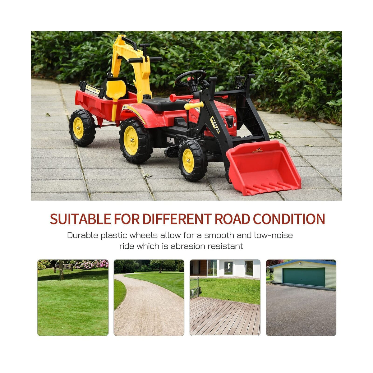 パリコレクション 3-in-1 Kids Ride-On Excavator/Bulldozer: Pedal Car Digger 知育玩具