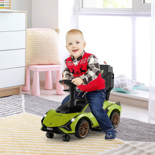 3-in-1 Licensed Lamborghini Ride-On Toy Stroller in Green, Size: 9 x 6