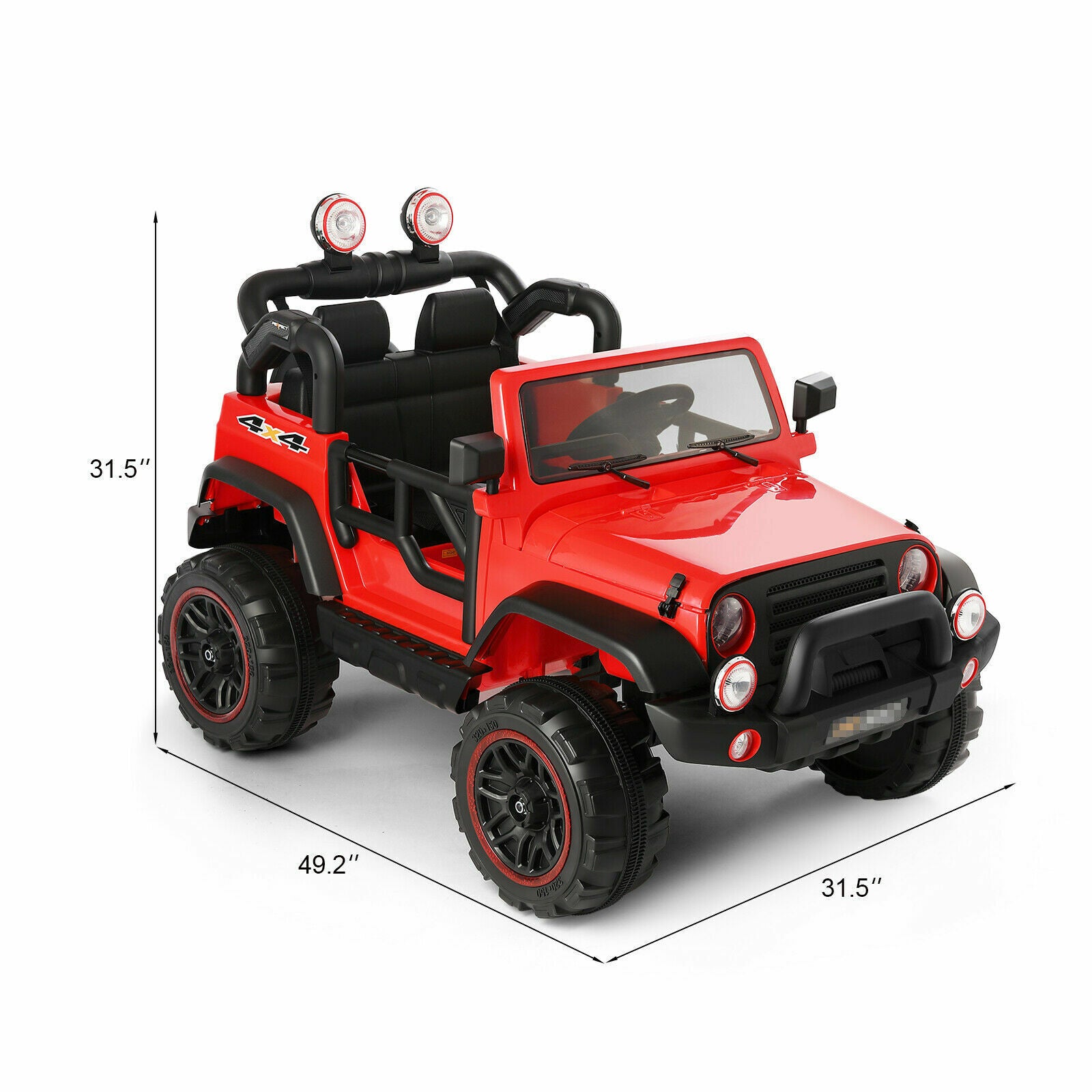 3-Speed Red Ride On Car Truck for Kids with RC, MP3, LED Lights, USB,
