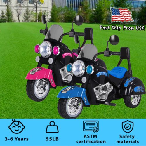 3-Wheel Chopper Motorbike Toy for Kids with LED Lights - Harley Motorc