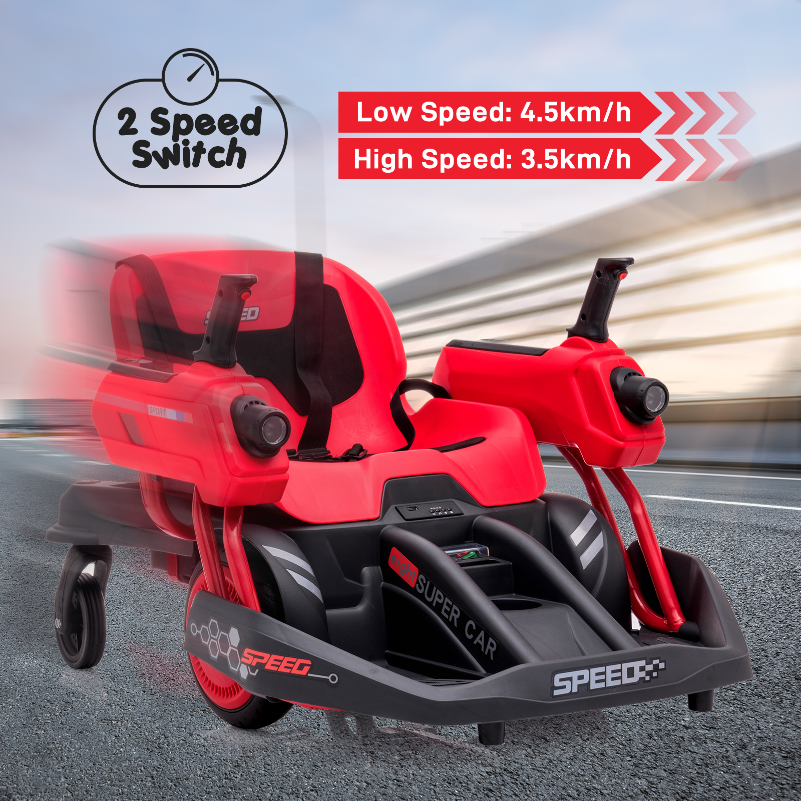360° Rotating Ride-On Car for Kids with Dual Steering Control and Remo