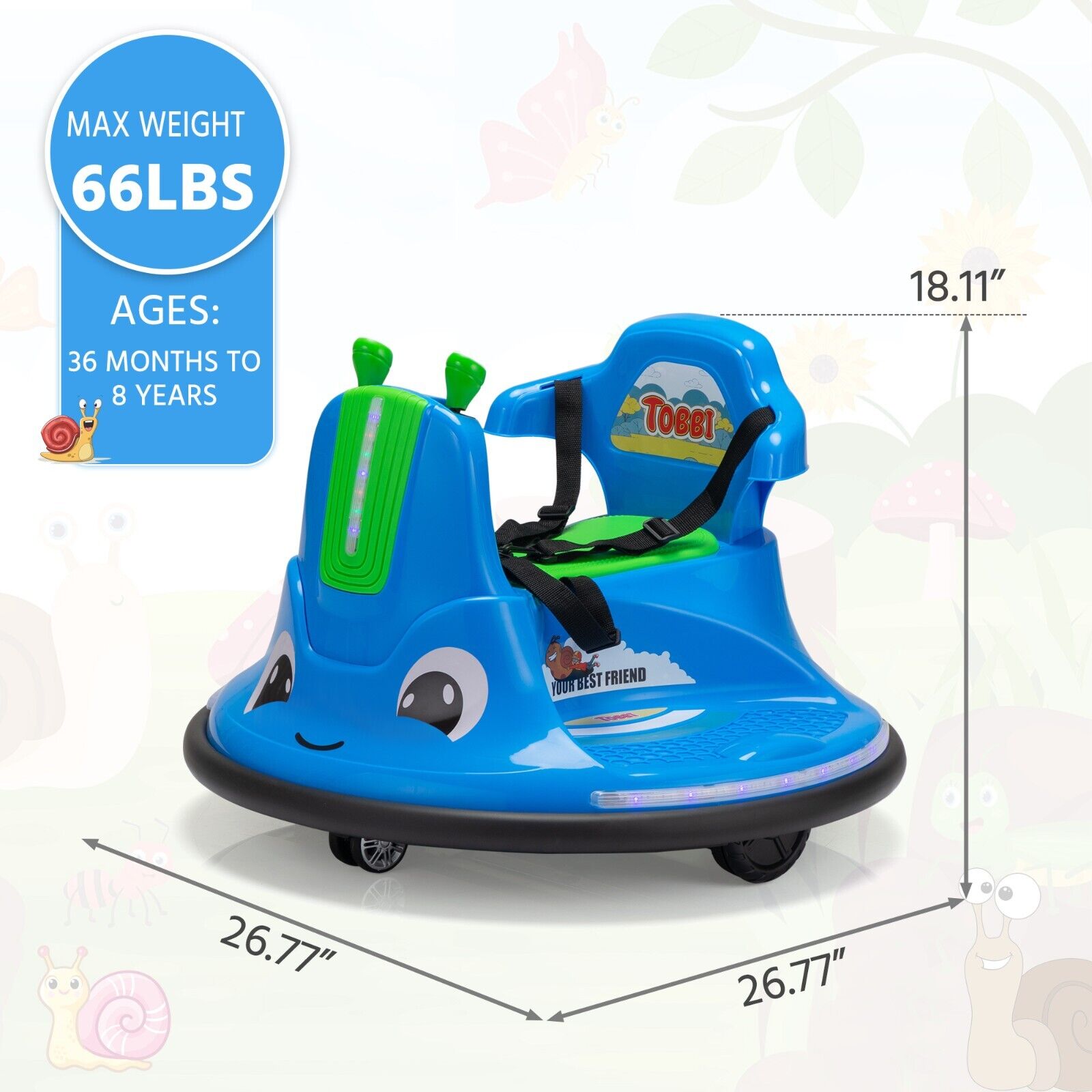 360° Spinning Bumper Car with Dual Motors, LED Lights & Remote Control