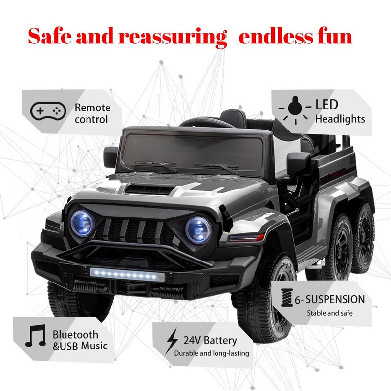 6WD Battery Powered Kids Ride On Truck with Remote Control and Baking