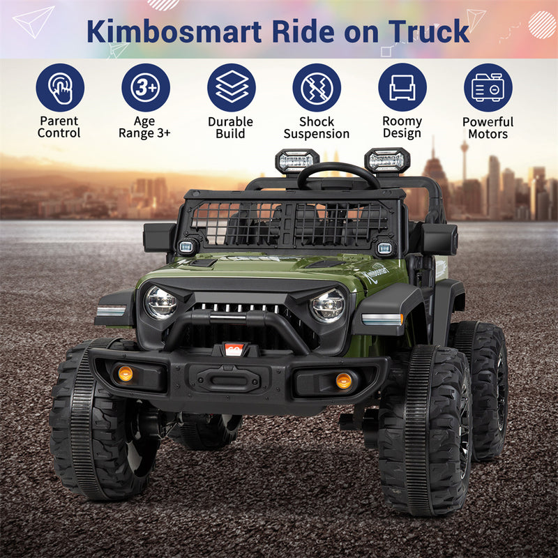 Kimbosmart 24V Electric Children's Ride On Truck Car Toy Battery Powered with 3 Speeds and Remote Control