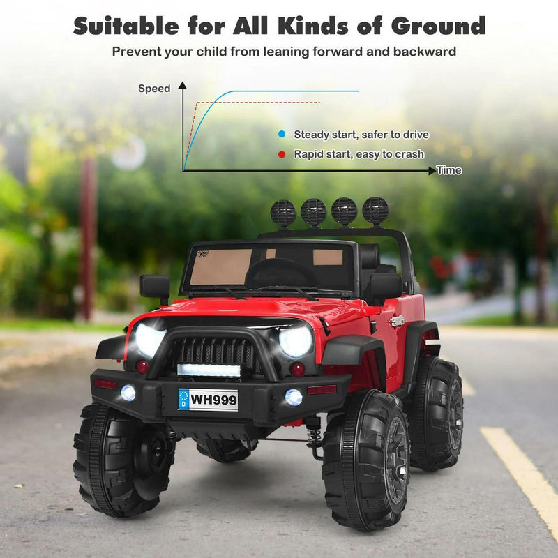 The 2-Seater Battery-Powered Jeep Car for Kids with Parental Remote Control - Red