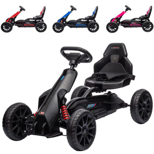electric pedal go karts Adjustable Seat 4-Wheel Pedal Go Kart for Kids with Safety Belt Blue