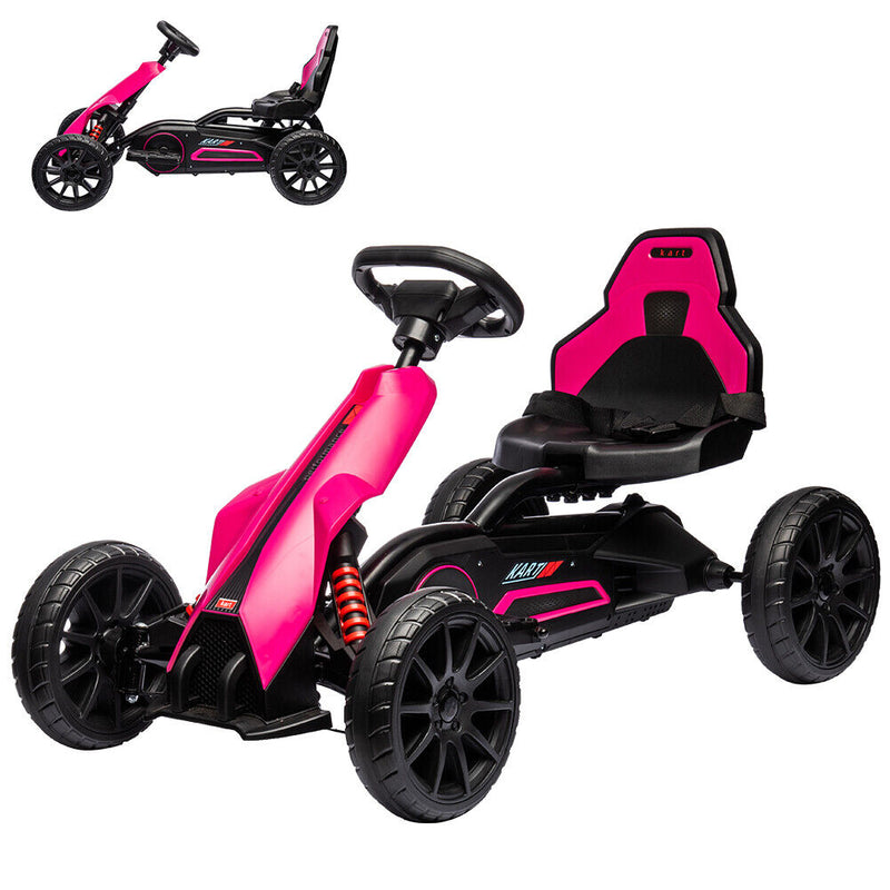 electric pedal go karts Adjustable Seat 4-Wheel Pedal Go Kart for Kids with Safety Belt Pink