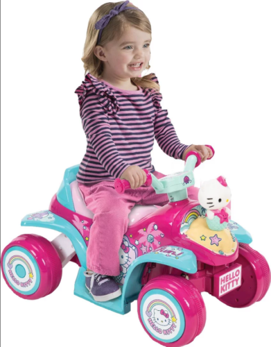 Adorable Pink Hello Kitty 4 Wheeler Electric Ride-On Car with Bubble B