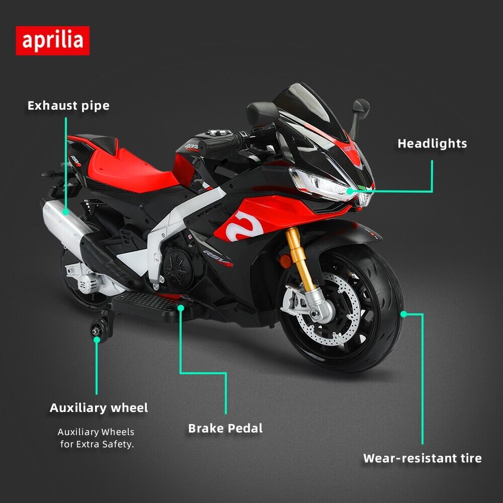 Aprilia 24V Kids Electric Motorbike with Dual 150W BLDC Motors Speed