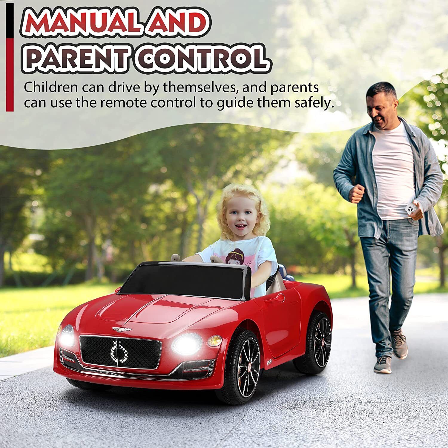 12V Bentley Kids Electric Ride On Toy Cars with Remote Control - 3 Spe
