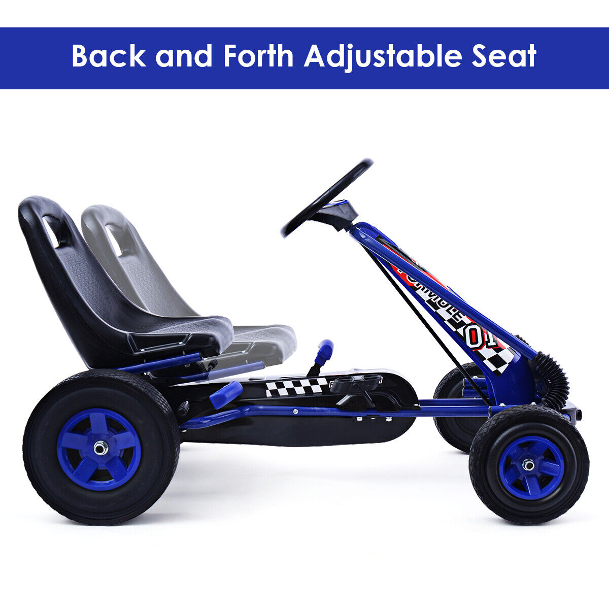 4 wheel pedal bike Blue Adjustable Seat Pedal Go Kart for Kids