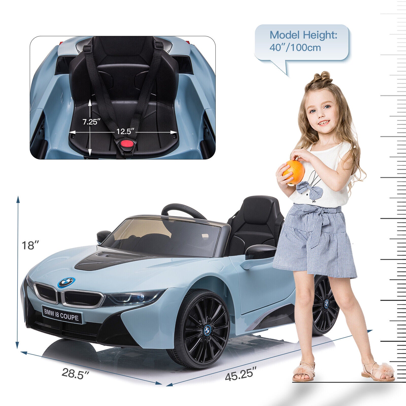 BMW I8 Licensed Electric Ride-On Car for Kids with Remote Control - 12