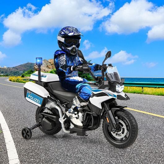 12V BMW Kids Ride On Police Motorcycle with Light and Music White Color White
