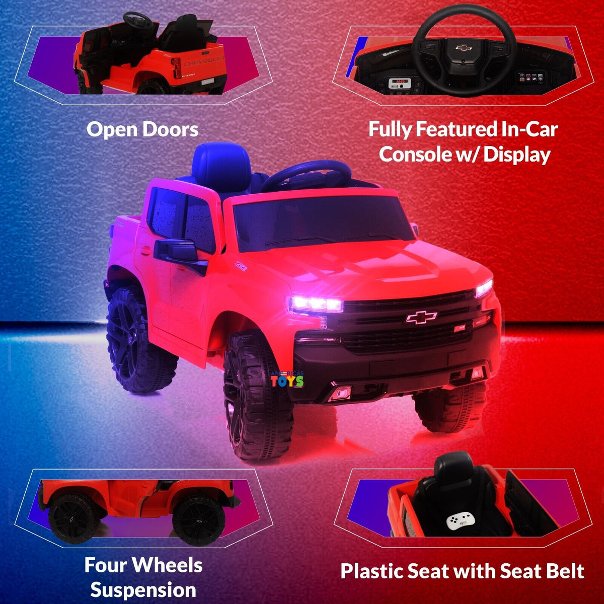 Chevrolet 12V R/C Truck with Suspension Wheels Available in Multiple