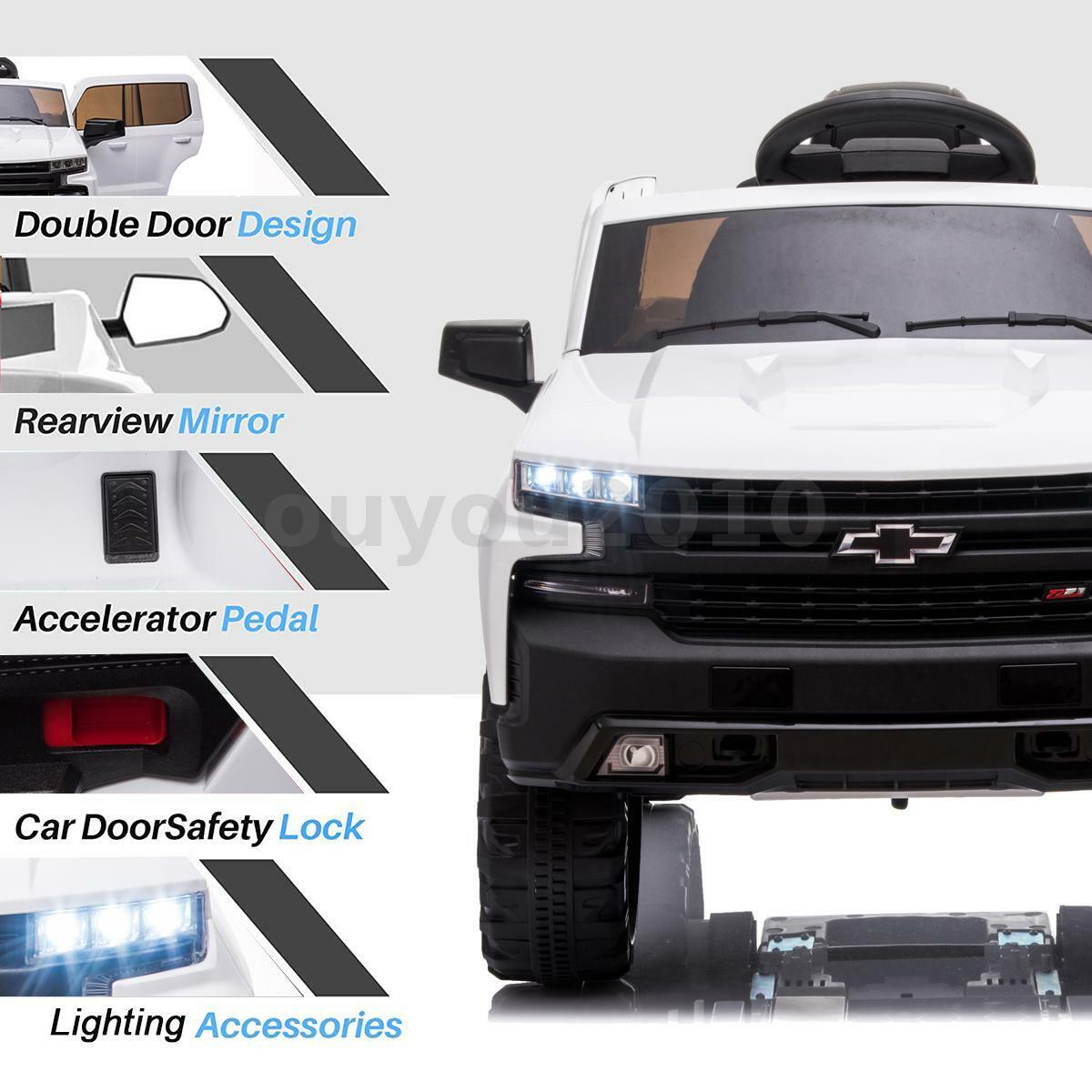 Chevrolet Silverado 12V Kids Ride-On Car with Music, LED Lights, and R