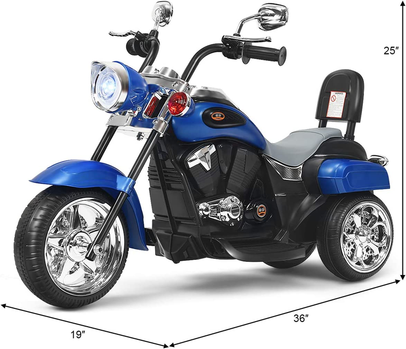 Chopper Style 3 Wheel Electric Motorcycle for Kids Powered by 6V Bat