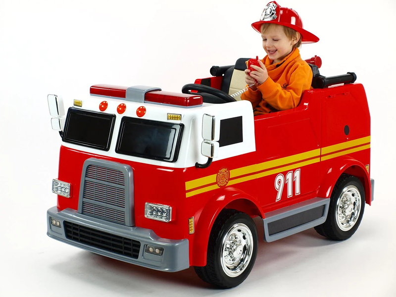 2 Seater Fire Truck Ride On Toy W Wireless Control Working Water Shoot