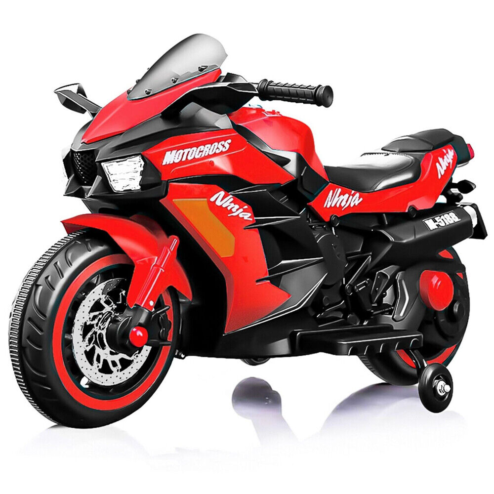 12V Battery Motorcycle 2 Wheel Motorcycle Kids Rechargeable Riding Electric Car Red