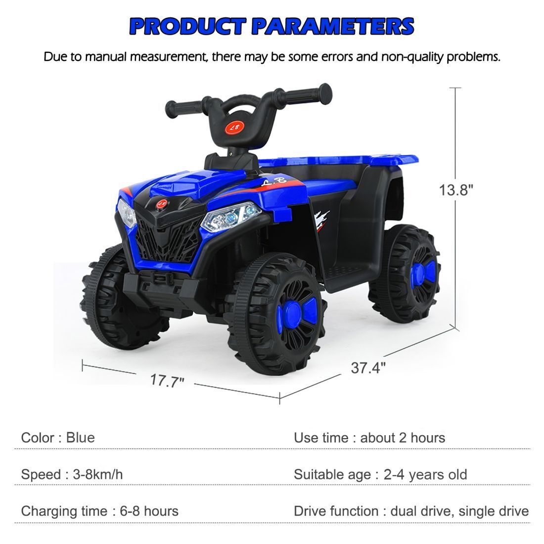 Electric 4-Wheel Beach Buggy for Kids with Forward/Reverse Switch - 6V