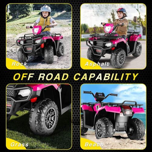 Electric 4 Wheeler ATV Quad for Kids with LED Lights USB and AUX Port