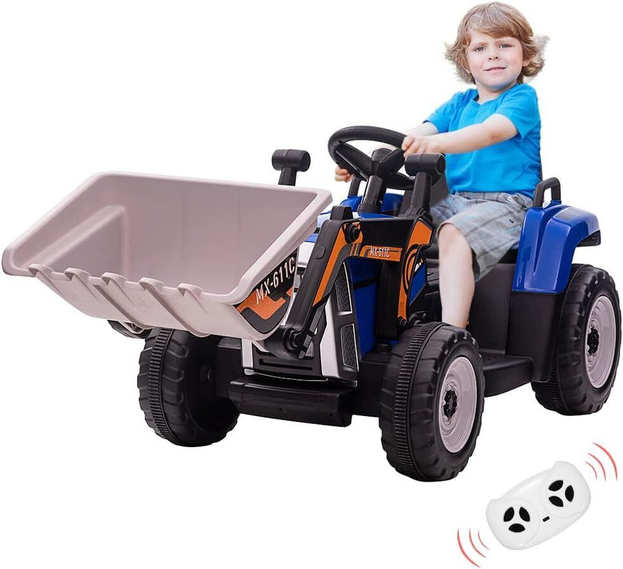Electric Kids Ride-On Excavator Toy with Remote Control and Lights - B