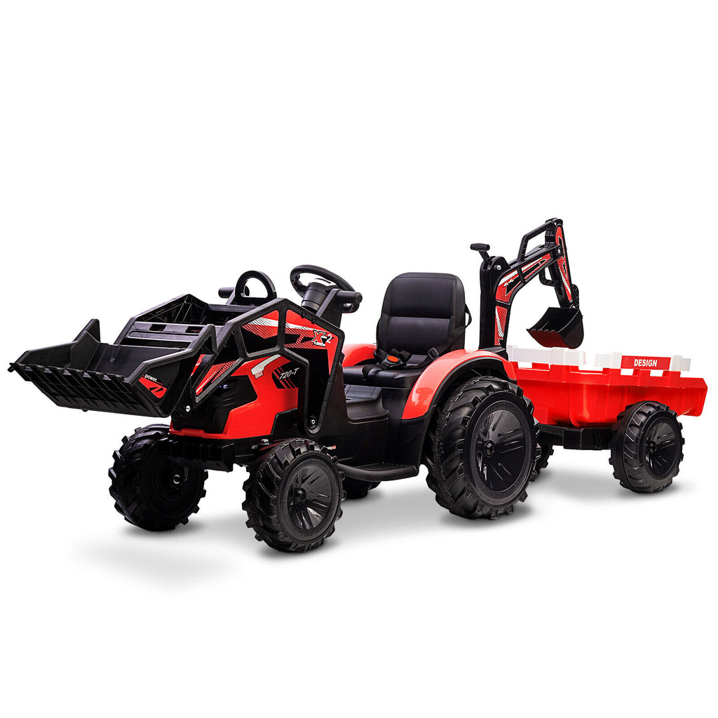 Outdoortoys 12V Electric Ride On Tractor with Tipper Trailer