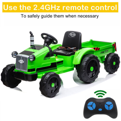 Electric Kids Ride-On Tractor with Trailer and Remote Control - 12V Ba