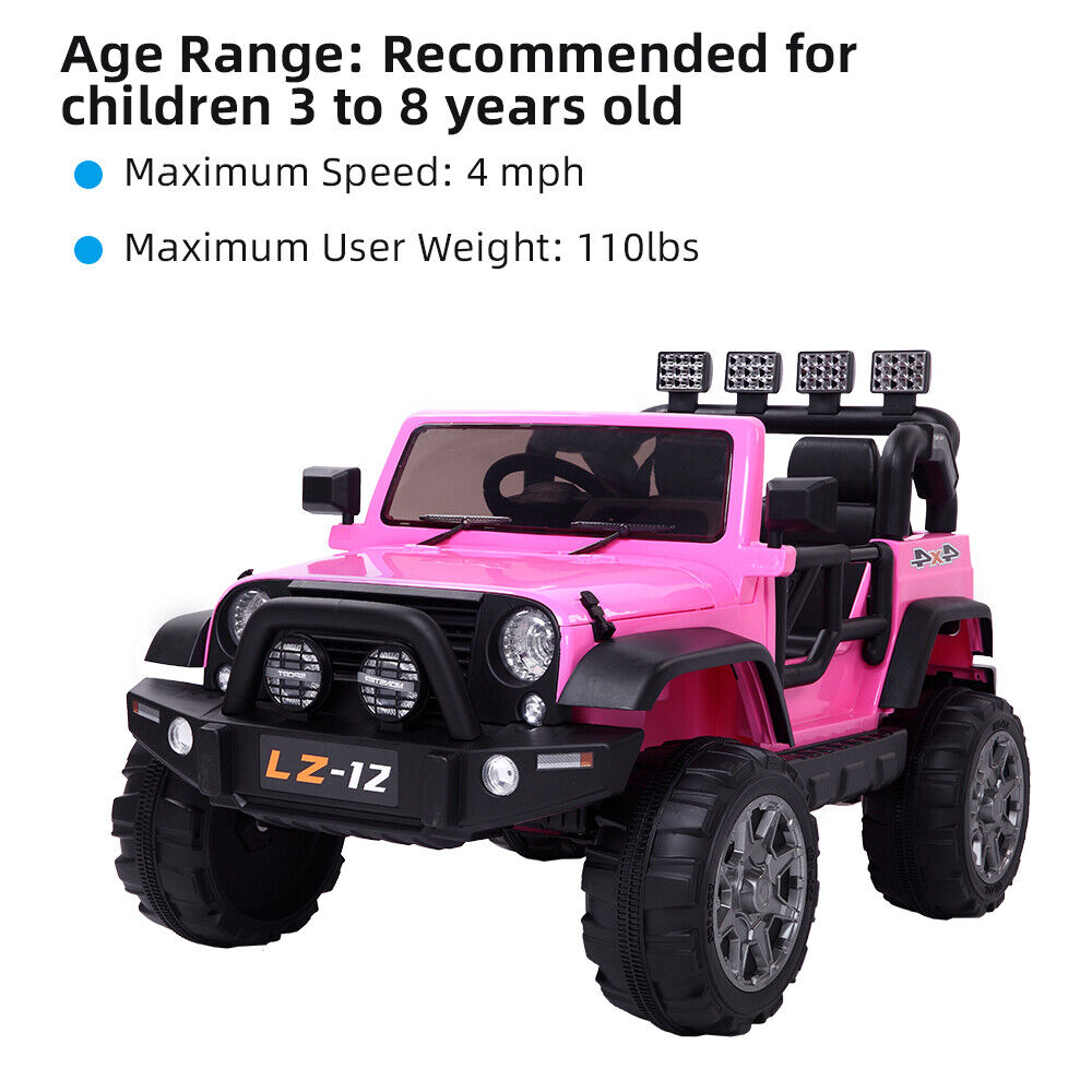 Electric Pink Jeep for Kids with Remote Control and Rechargeable Batte