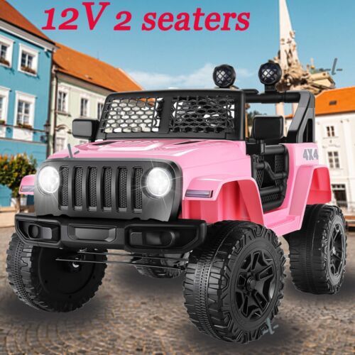 12V Pink Kids Ride-on Truck with Remote Control and LED Lights for Par