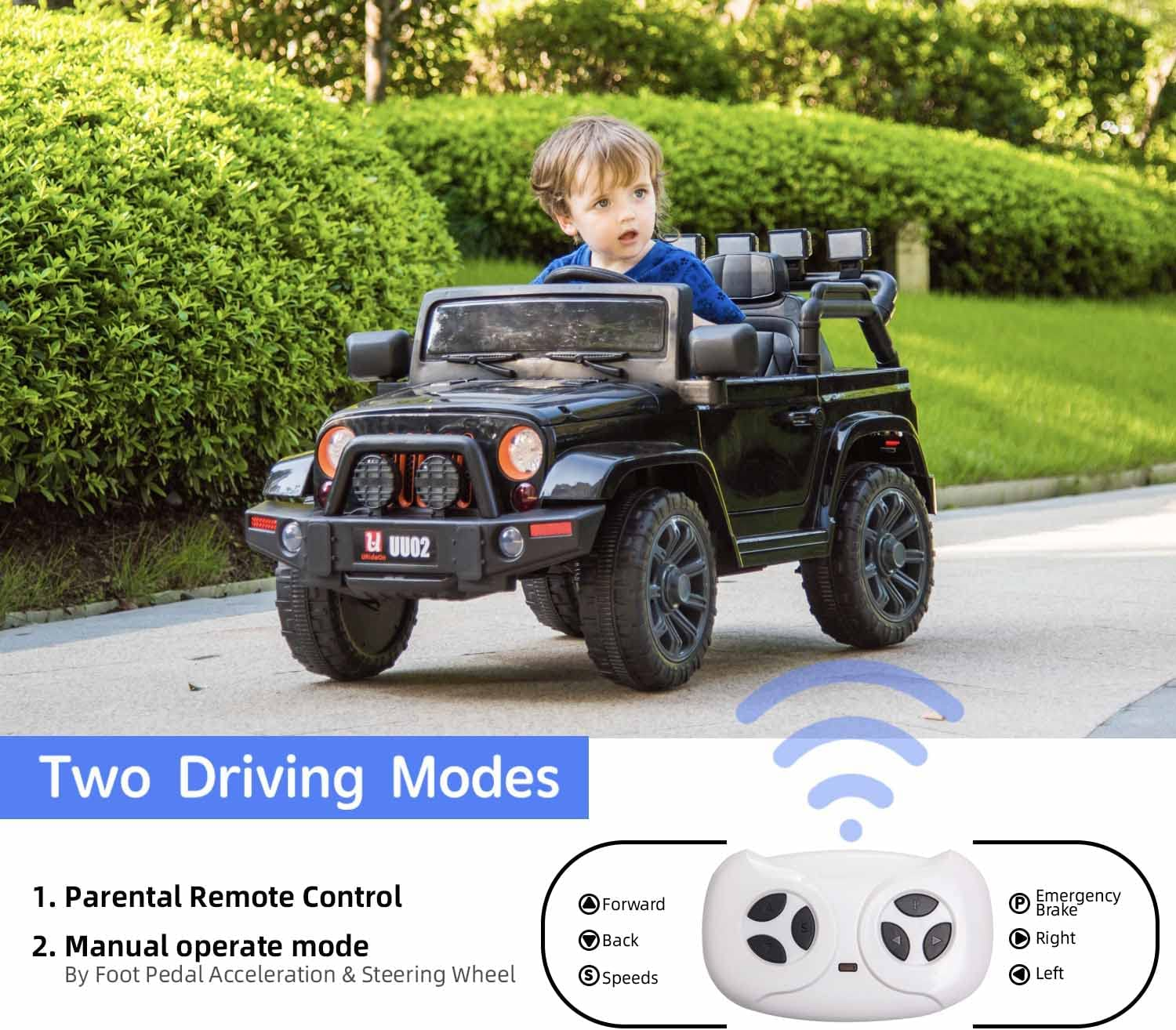 Electric Ride-On Truck for Kids with Parental Remote Control - 12V Bat