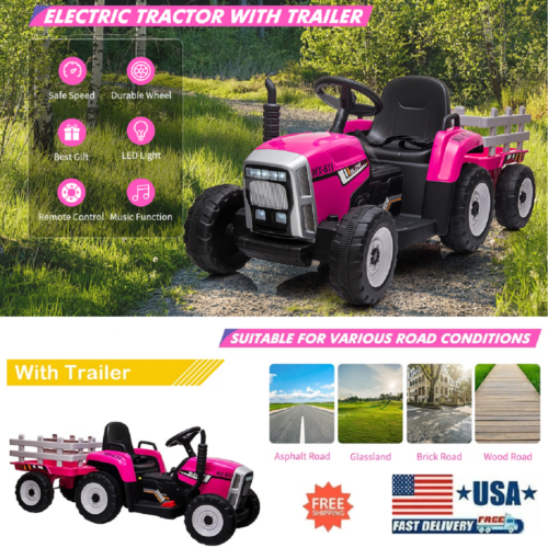 Electric Tractor with Trailer and Remote Control - Perfect Gift for Ki