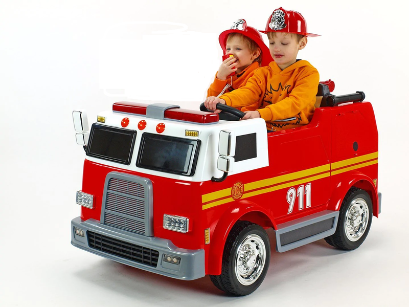 2 Seater Fire Truck Ride On Toy W/Wireless Control Working Water Shooting Hose Function PA System Red