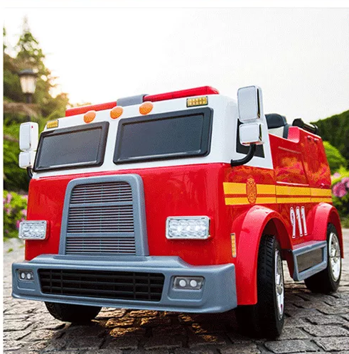 2 Seater Fire Truck Ride On Toy W/Wireless Control Working Water Shooting Hose Function PA System Red