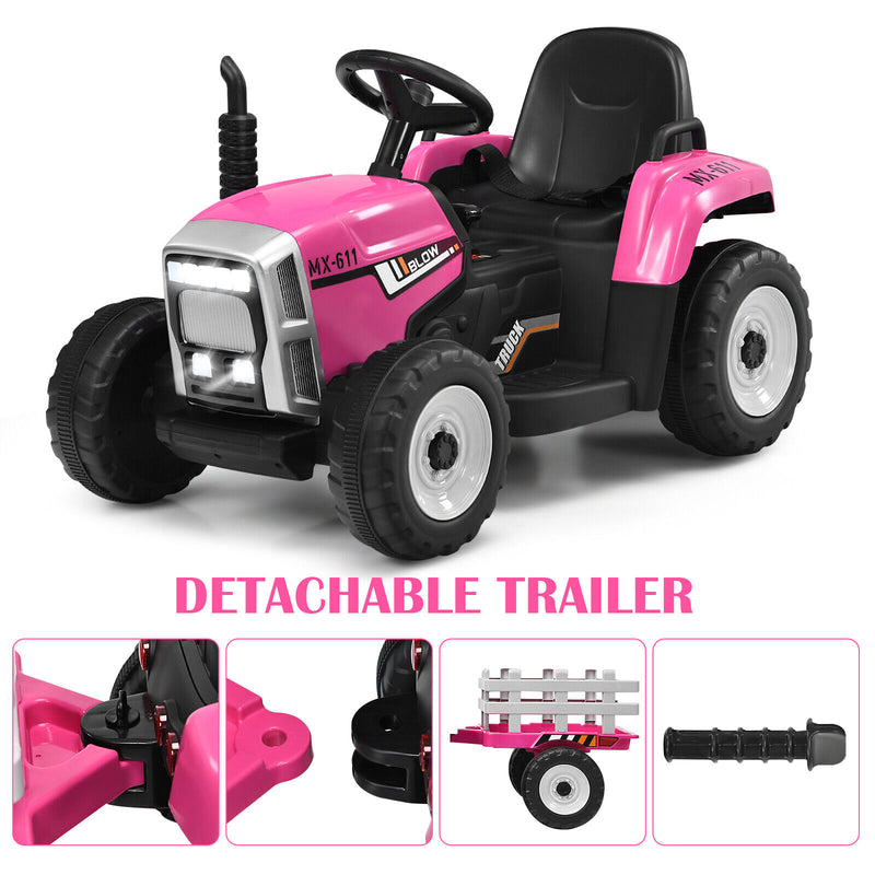 Functional 12v Pink Ride On Tractor