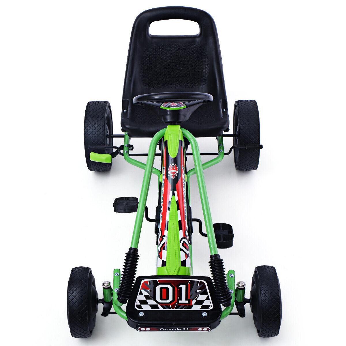 Green Adjustable Seat Pedal-Powered Kids Go Kart with 4 Wheels, Size: 40