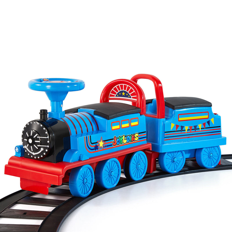 Interactive Train Ride Interactive 6V Electric Kids Train Set with Track, Carriage, Lights, W