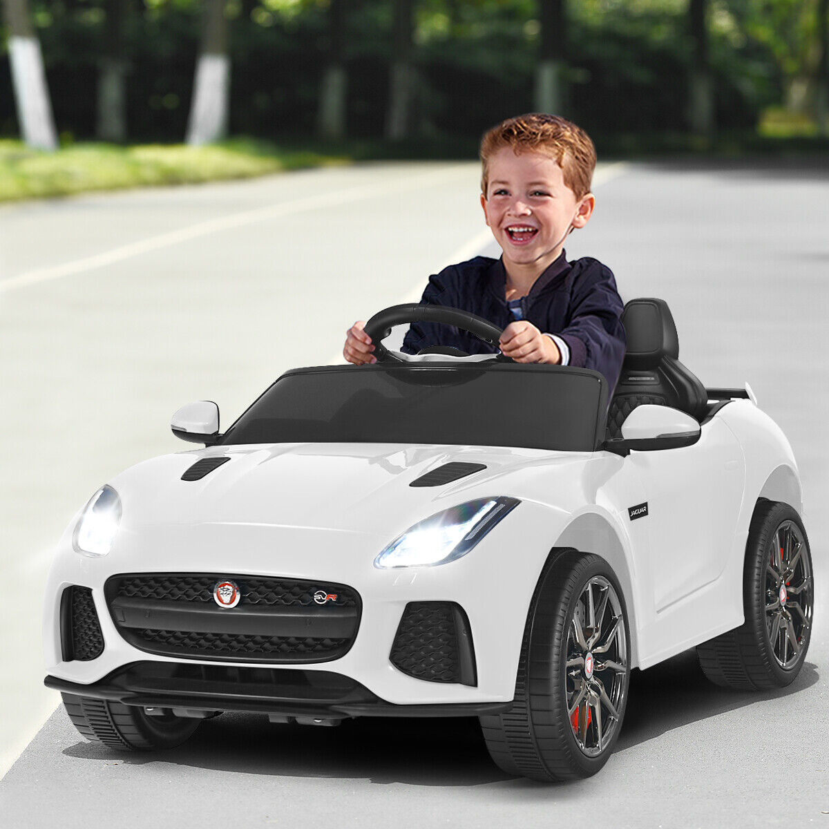 12V Jaguar F Type SVR Licensed Kids Ride On Car White