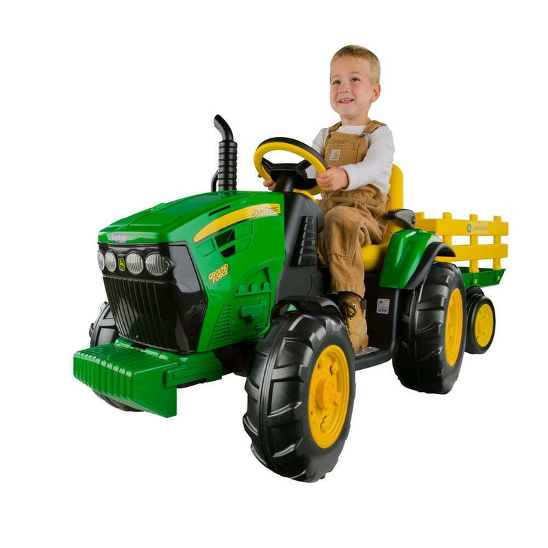 peg perego price John Deere Ground Force 12V Tractor with Trailer