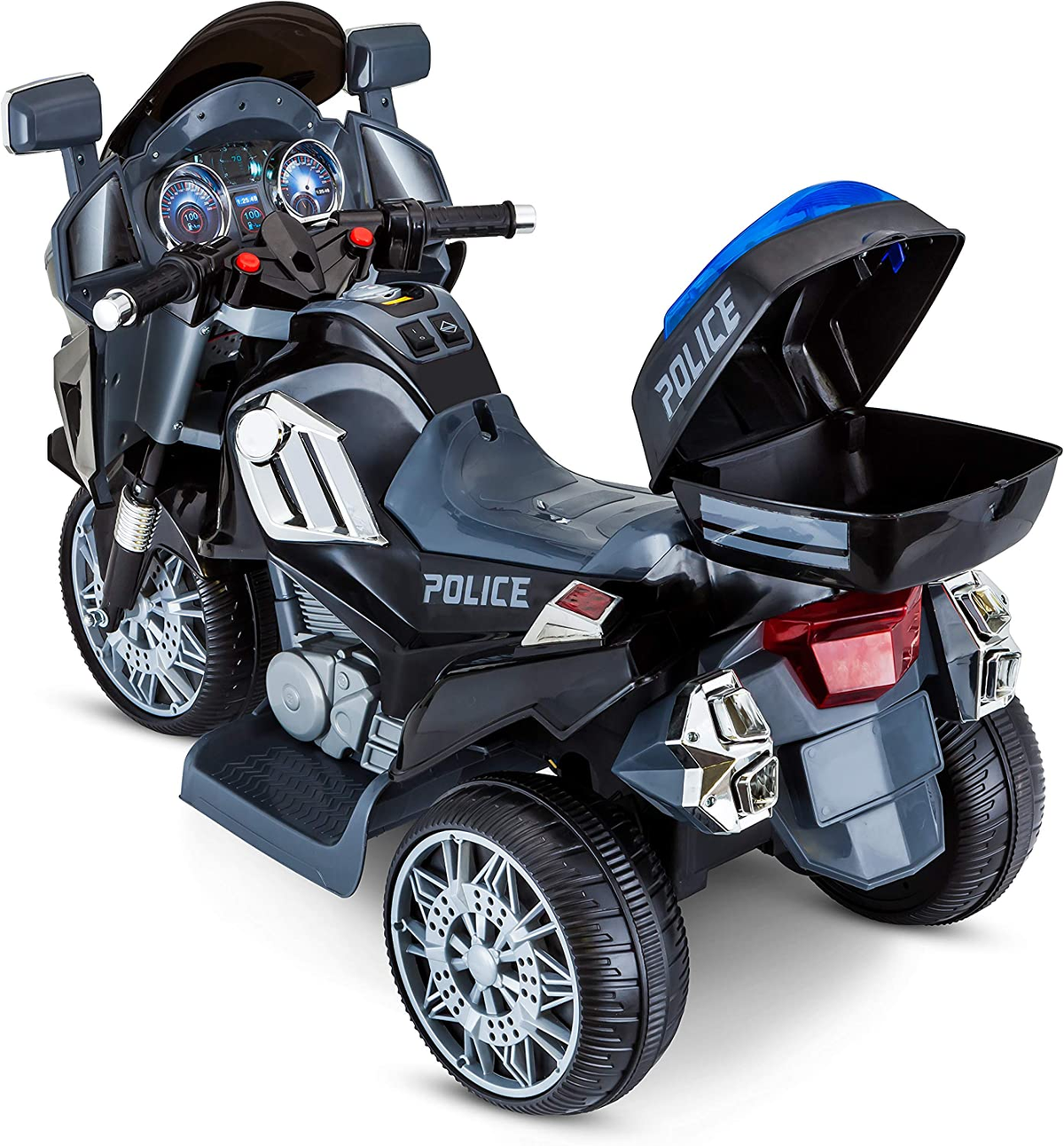Kid Trax Police Rescue Motorcycle 6V Battery-Powered Ride-On Toy in Bl