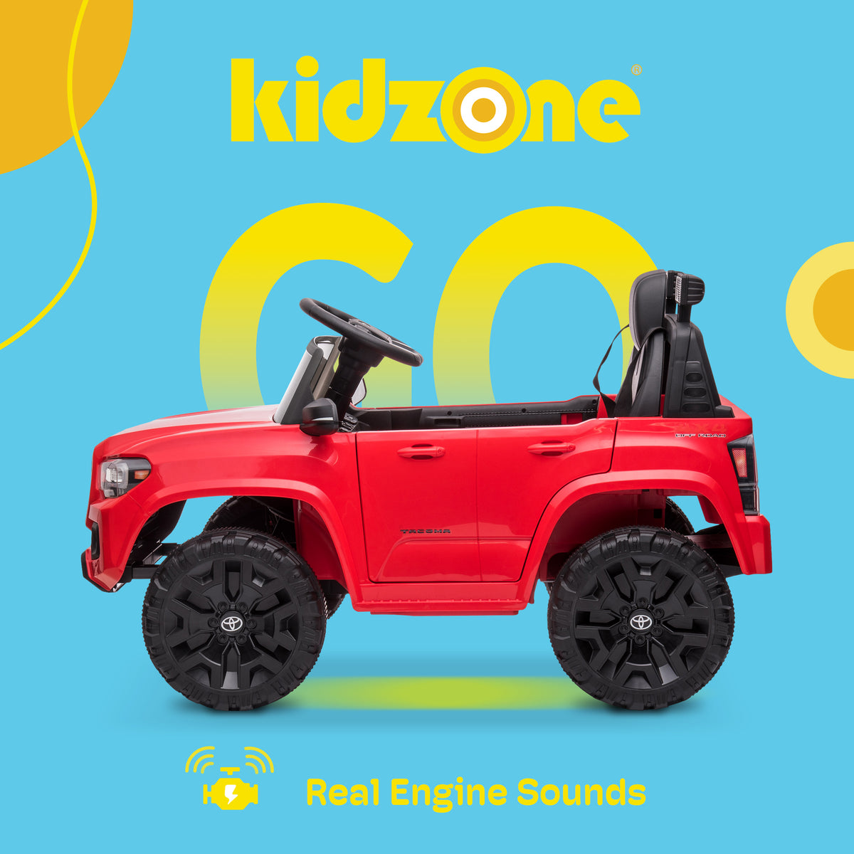 Kidzone 12V Ride-On Truck - Battery Powered Car for Kids in 7 Vibrant