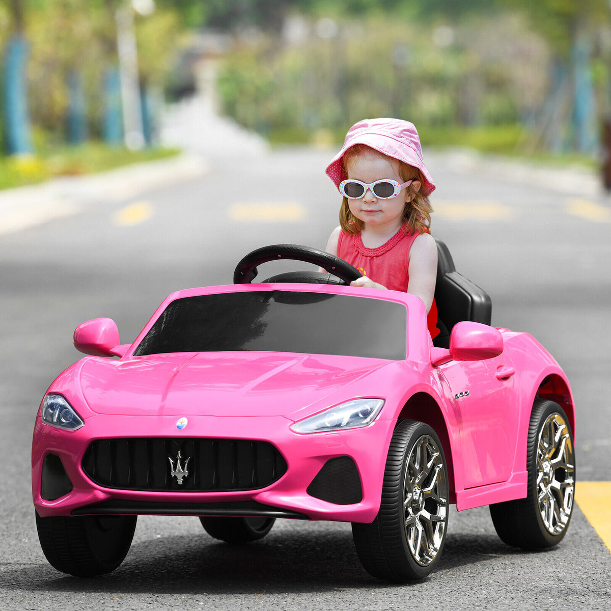 Licensed 12V Maserati GranCabrio Kids Ride-On Car with Lights and Remo