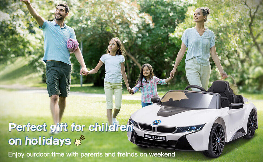 Licensed BMW I8 Electric Ride On Car for Kids in White with Parental R