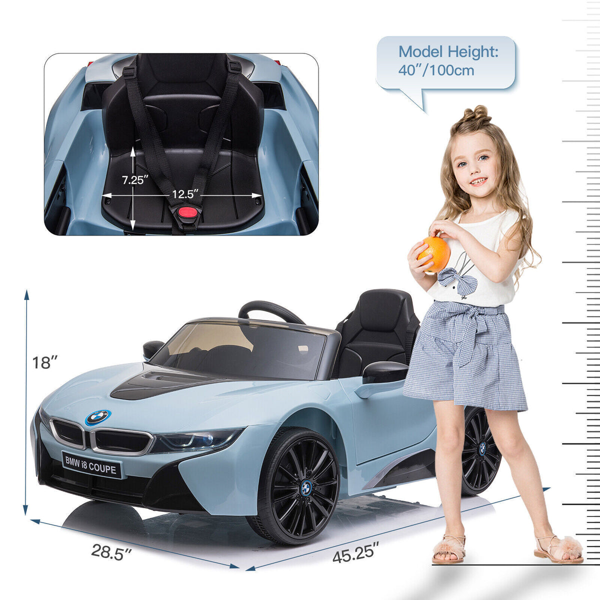 Licensed BMW i8 Style Electric Ride-On Car for Kids with Remote Contro