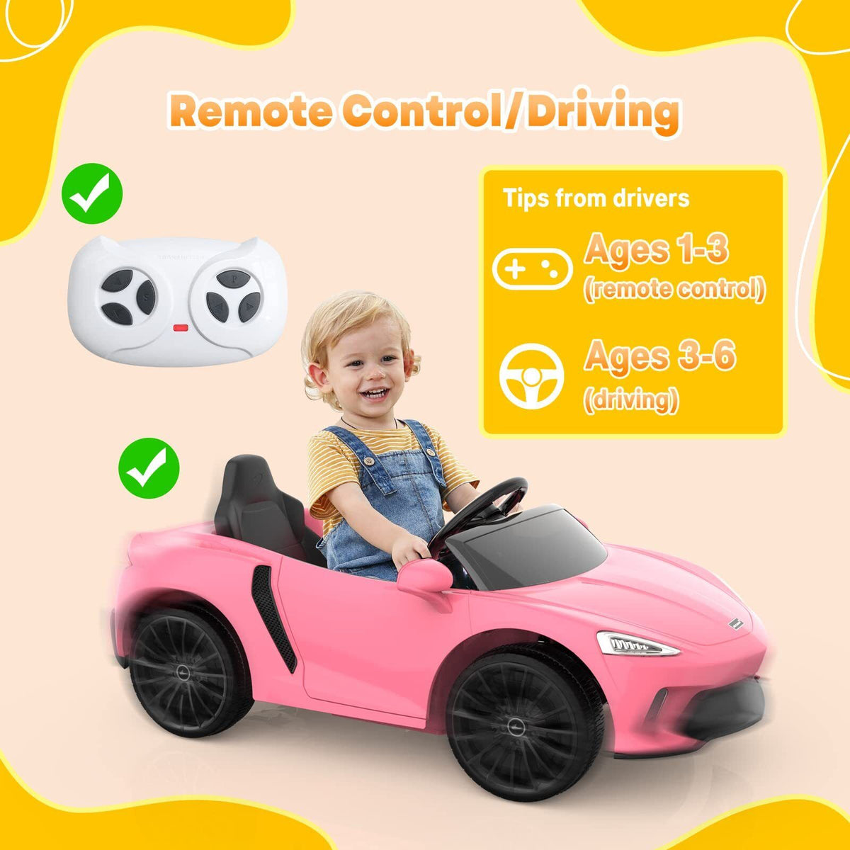 Licensed Electric Ride On Toy Car for Kids with Remote Control and LED