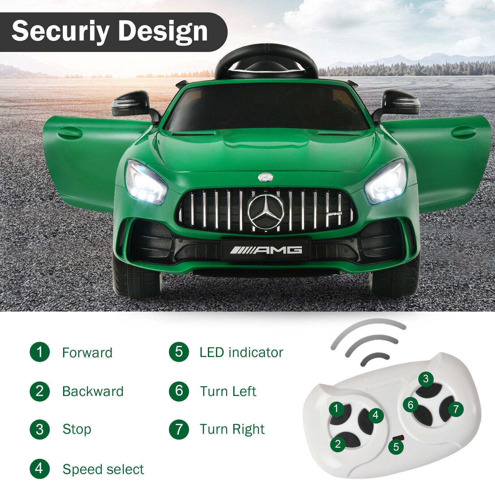 Licensed Mercedes Benz AMG GTR 12V Kids Ride On Car with Remote Contro